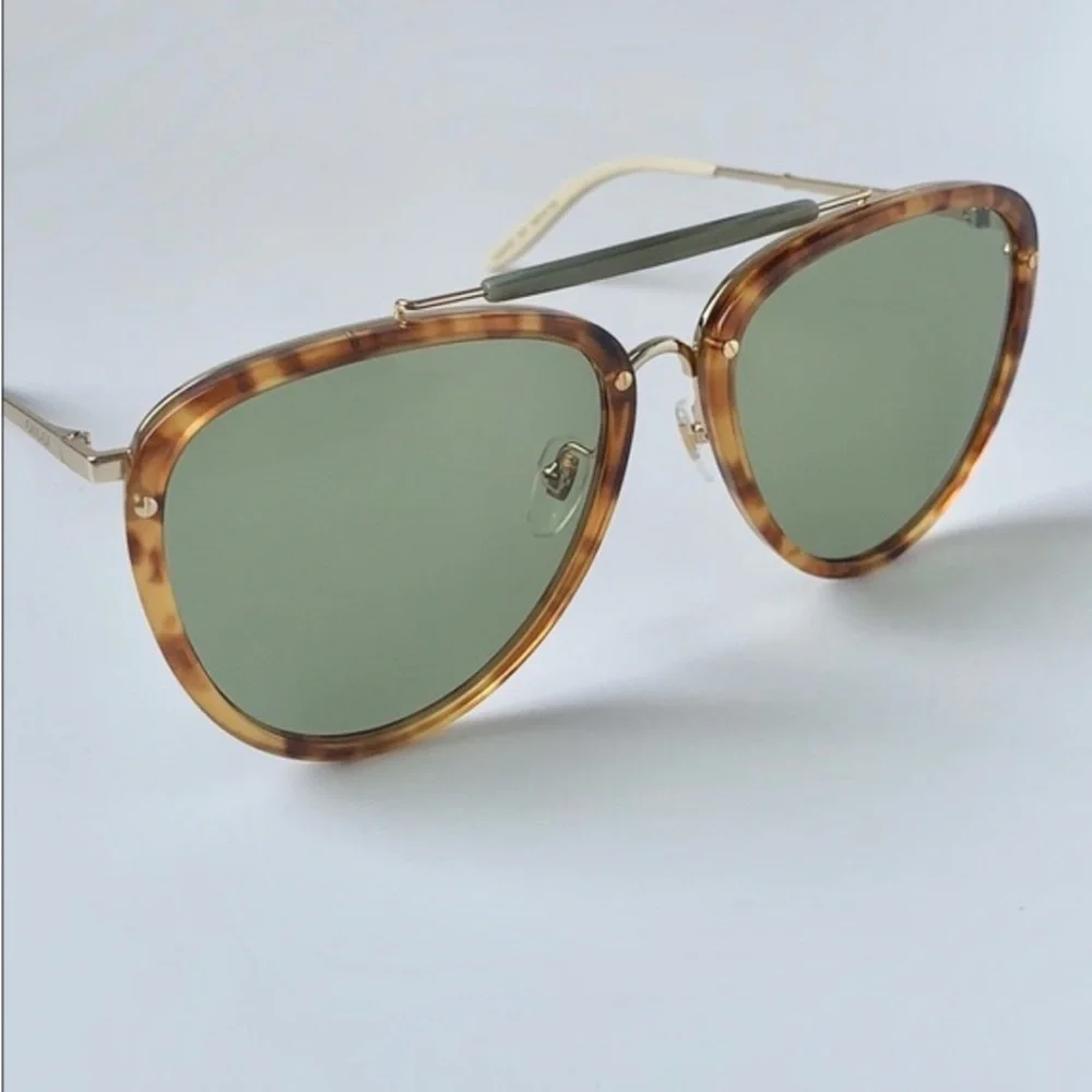💯 - New Authentic Gucci Sunglasses GG0672S 003 Havana/Gold/Green